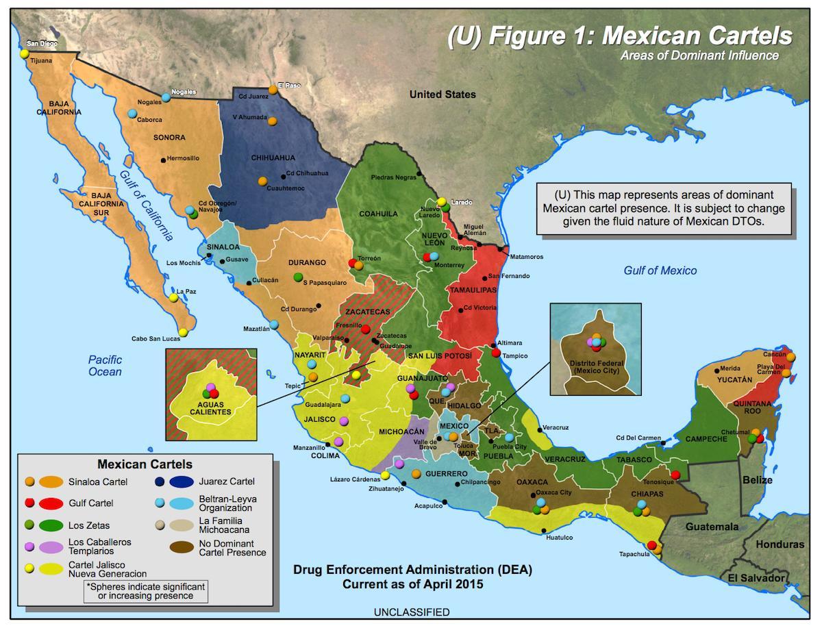մեքսիկական կարտելը քարտեզի վրա