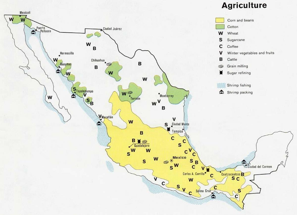 քարտեզ Մեքսիկայի գյուղատնտեսության