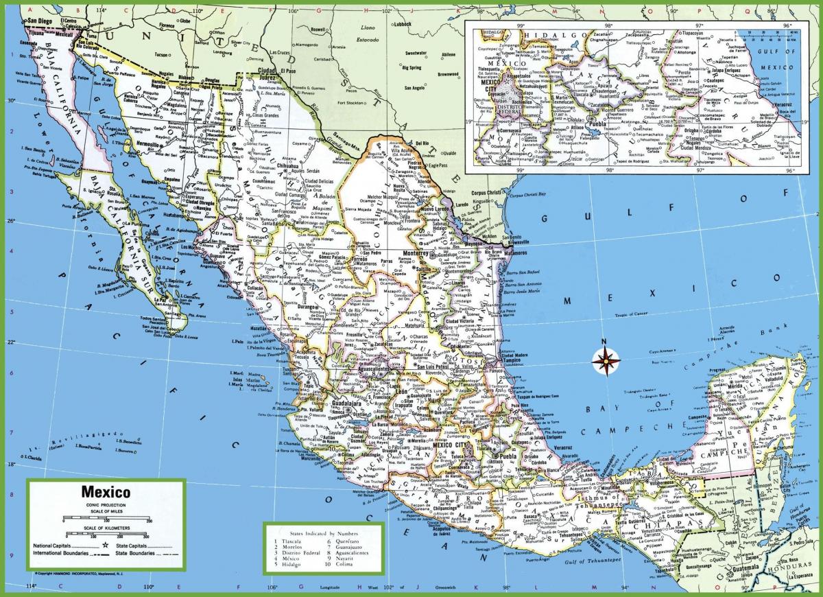 քաղաքի Մեքսիկայում քարտեզի վրա