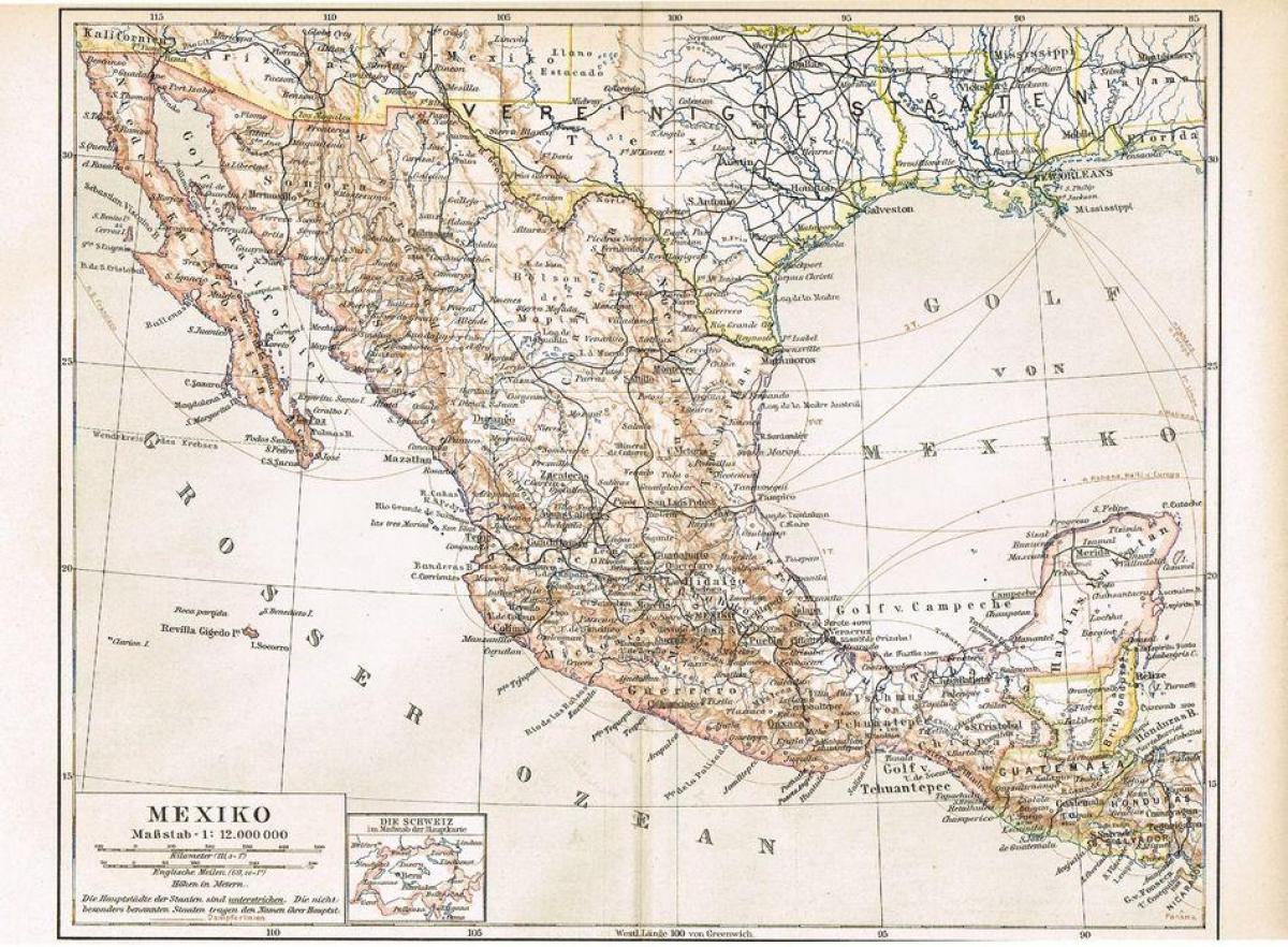 Մեքսիկայի հին քարտեզի վրա