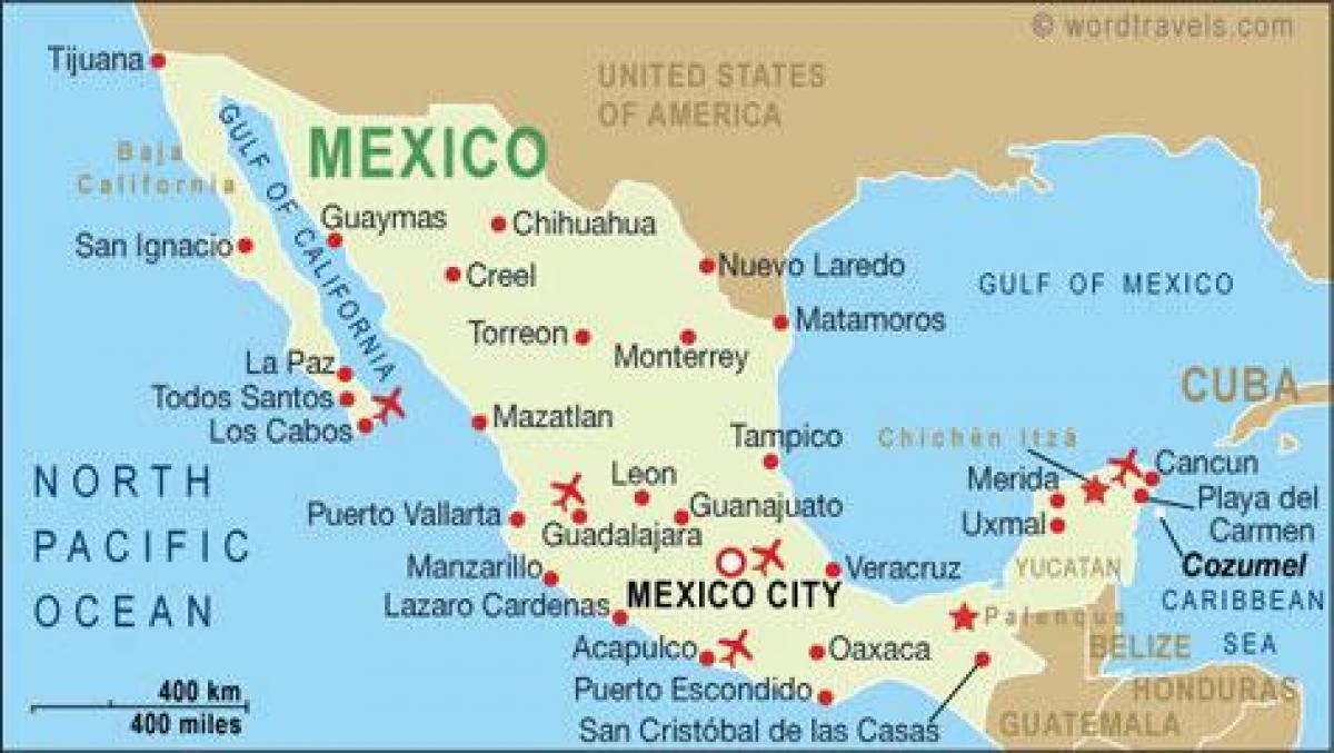 քարտեզ օդանավակայանների Մեքսիկայում