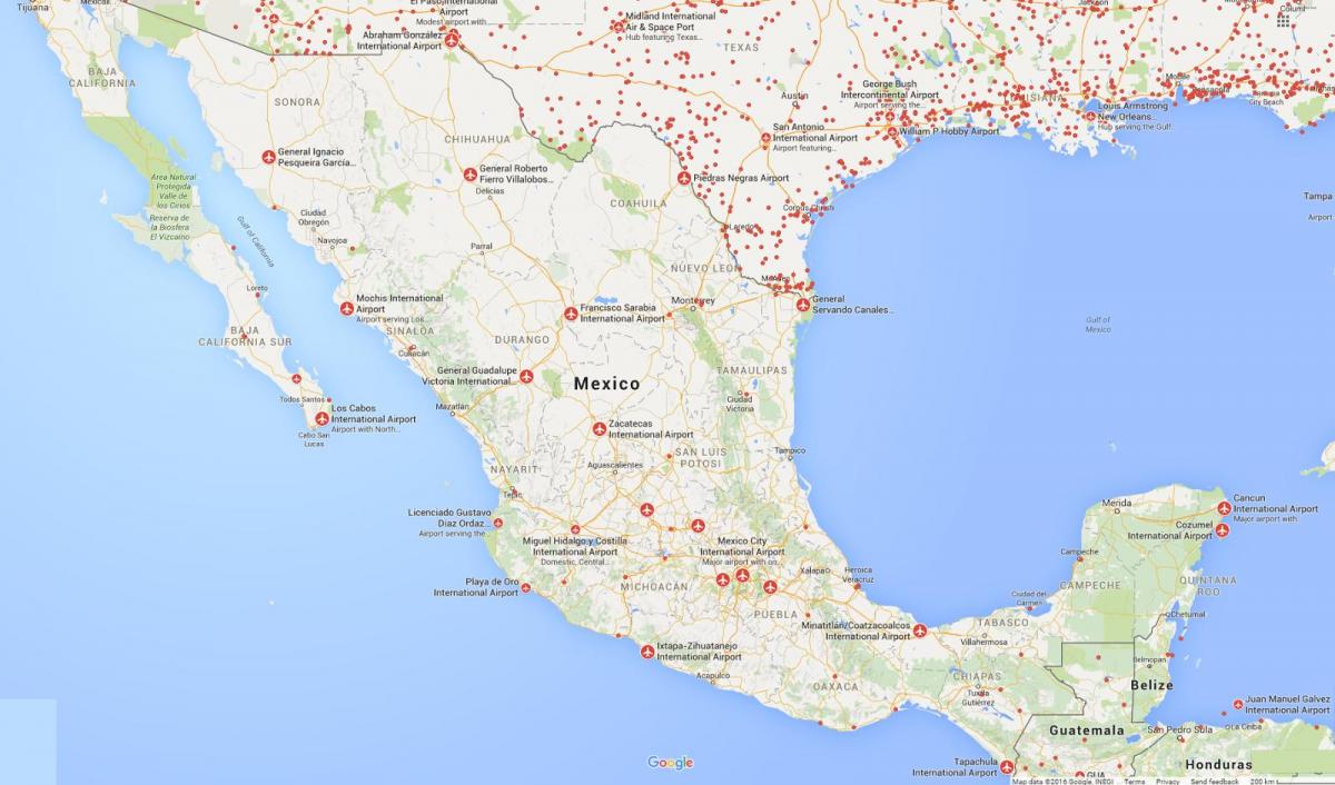 օդանավակայաններ Մեխիկոյում քարտեզի վրա