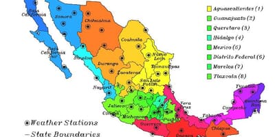 Եղանակը Մեքսիկայի քարտեզի վրա