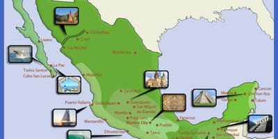 Քարտեզ Մեքսիկայի զբոսաշրջային ուղղությունների