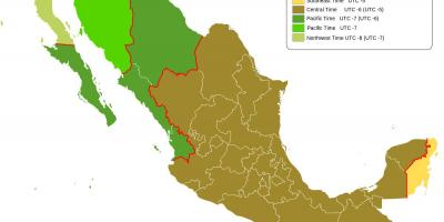 Ժամային գոտի քարտեզ Մեքսիկա